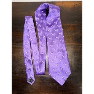 Walt Disney World Purple Mickey Mouse‎ Pattern Necktie Men's 100% Silk